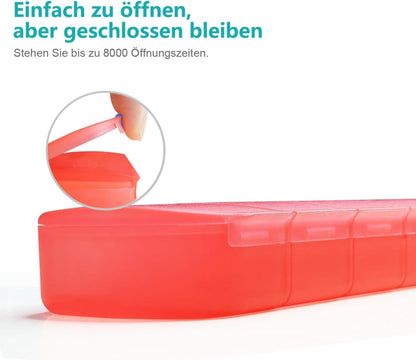 Große Tablettenbox 7 Tage Medikamentenbox Pillendose BPA-frei Rot