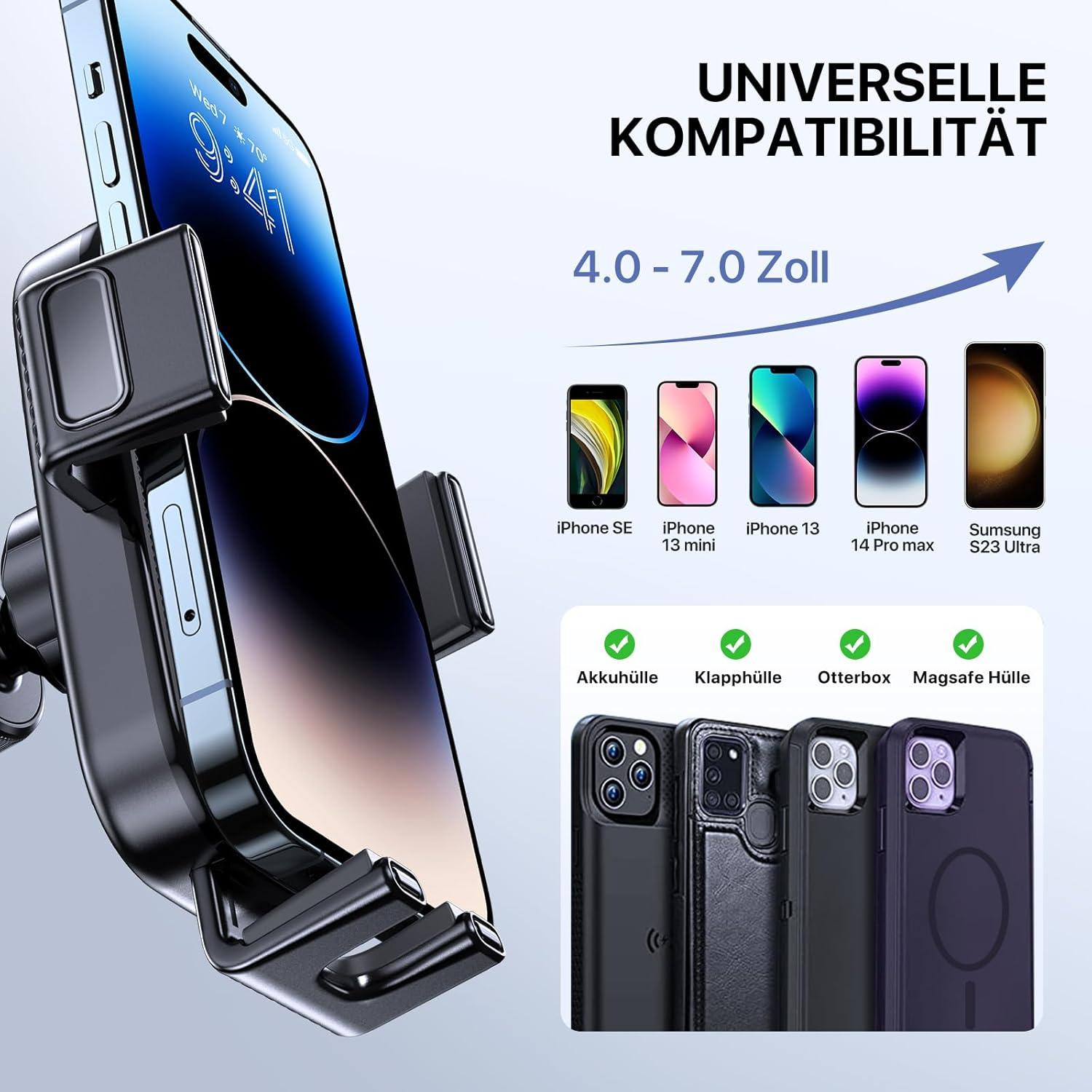 Auto Handyhalterung 360° Drehbar Schwarz für iPhone Samsung