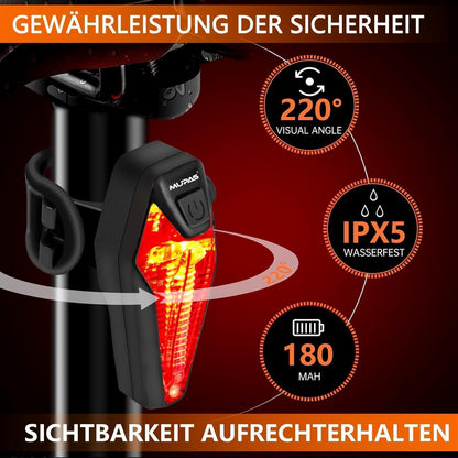 Fahrrad Rücklicht LED StVZO IPX5 Wasserdicht Type-C | MUPAS