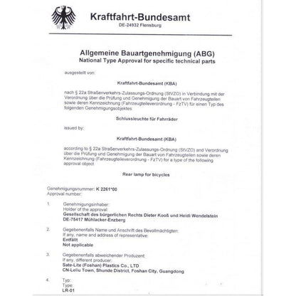 Fahrrad Rücklicht LED StVZO IPX5 Wasserdicht Type-C | MUPAS