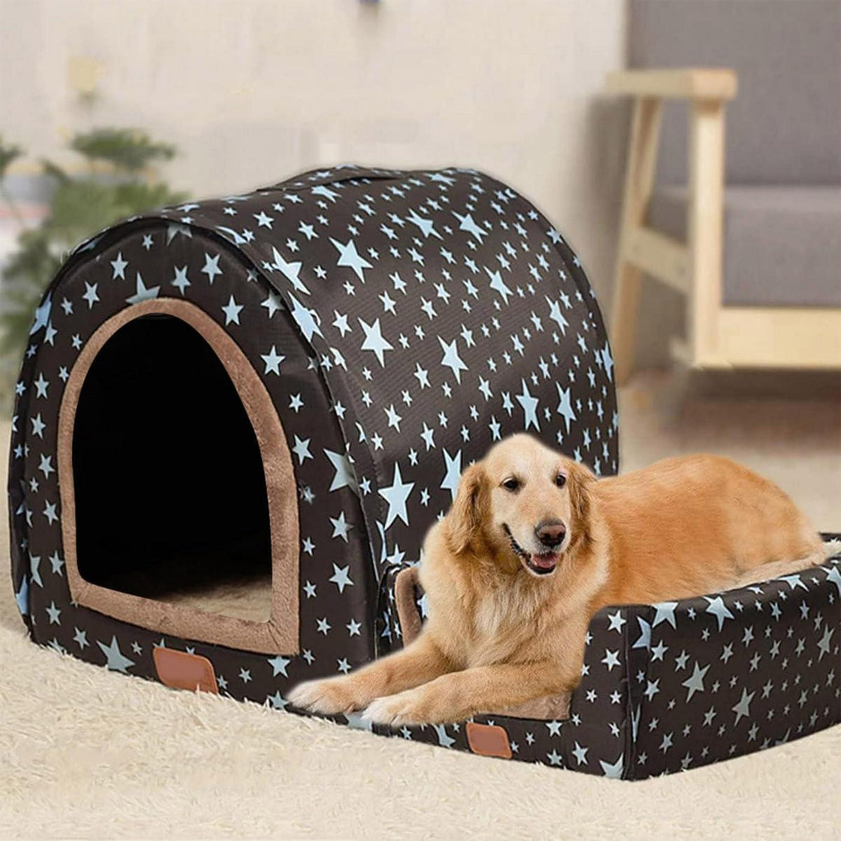 Luxuriöses Hundehäuschen XL/XXL – Warmes, Waschbares Hundebett Iglu