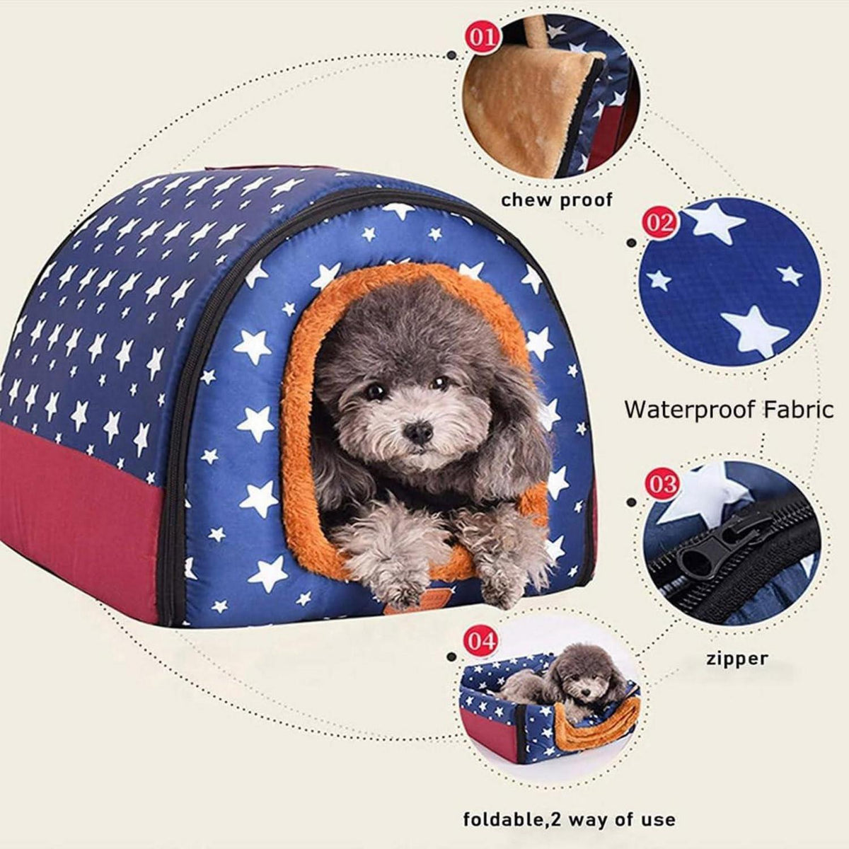 Luxuriöses Hundehäuschen XL/XXL – Warmes, Waschbares Hundebett Iglu