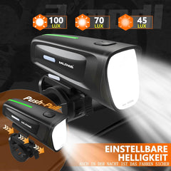 LED Fahrradlicht Vorne 100 Lux StVZO Zugelassen USB Aufladbar IPX5