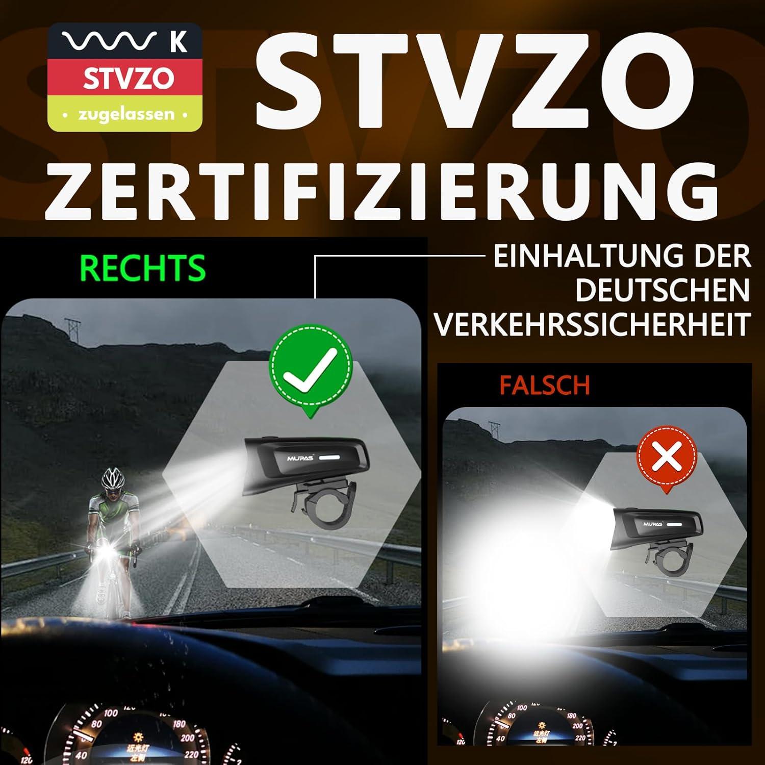 LED Fahrradlicht Vorne 100 Lux StVZO Zugelassen IPX5 USB Aufladbar