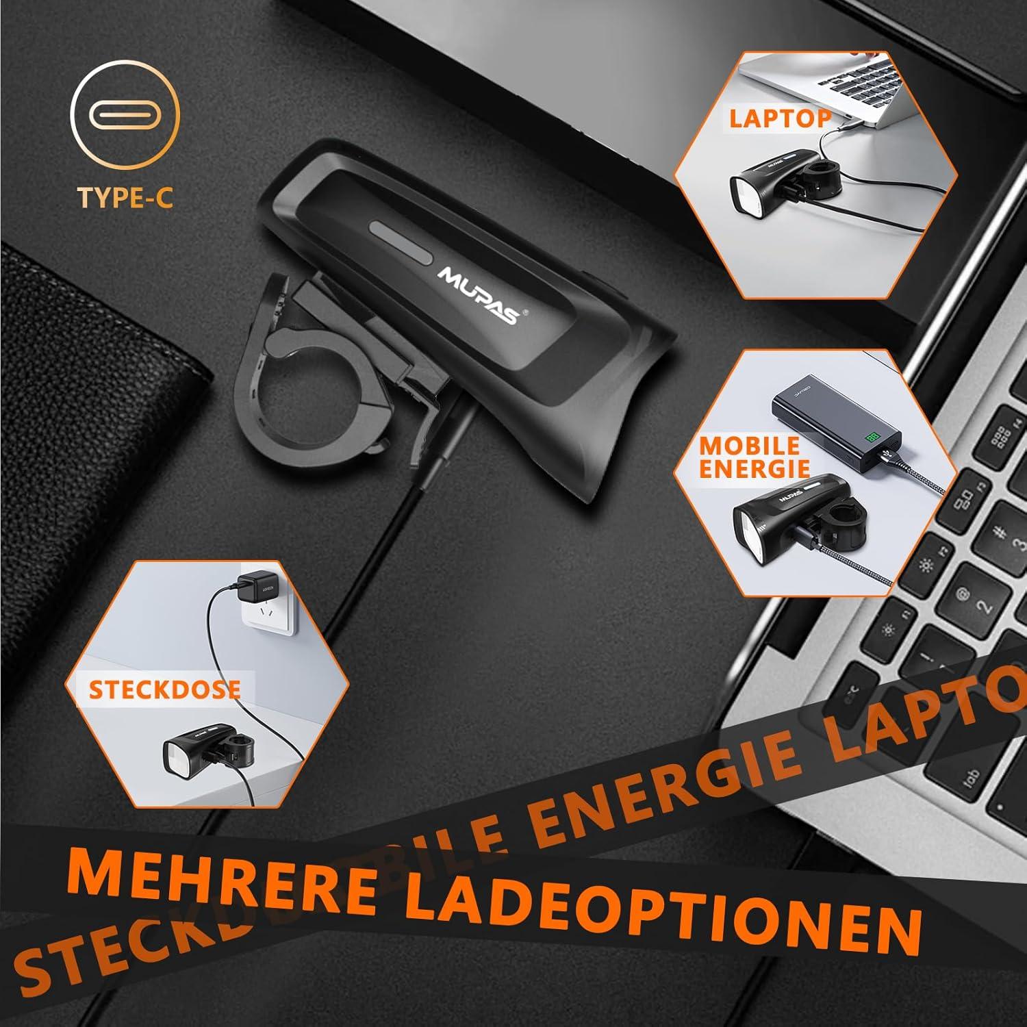 LED Fahrradlicht Vorne 100 Lux StVZO Zugelassen IPX5 USB Aufladbar