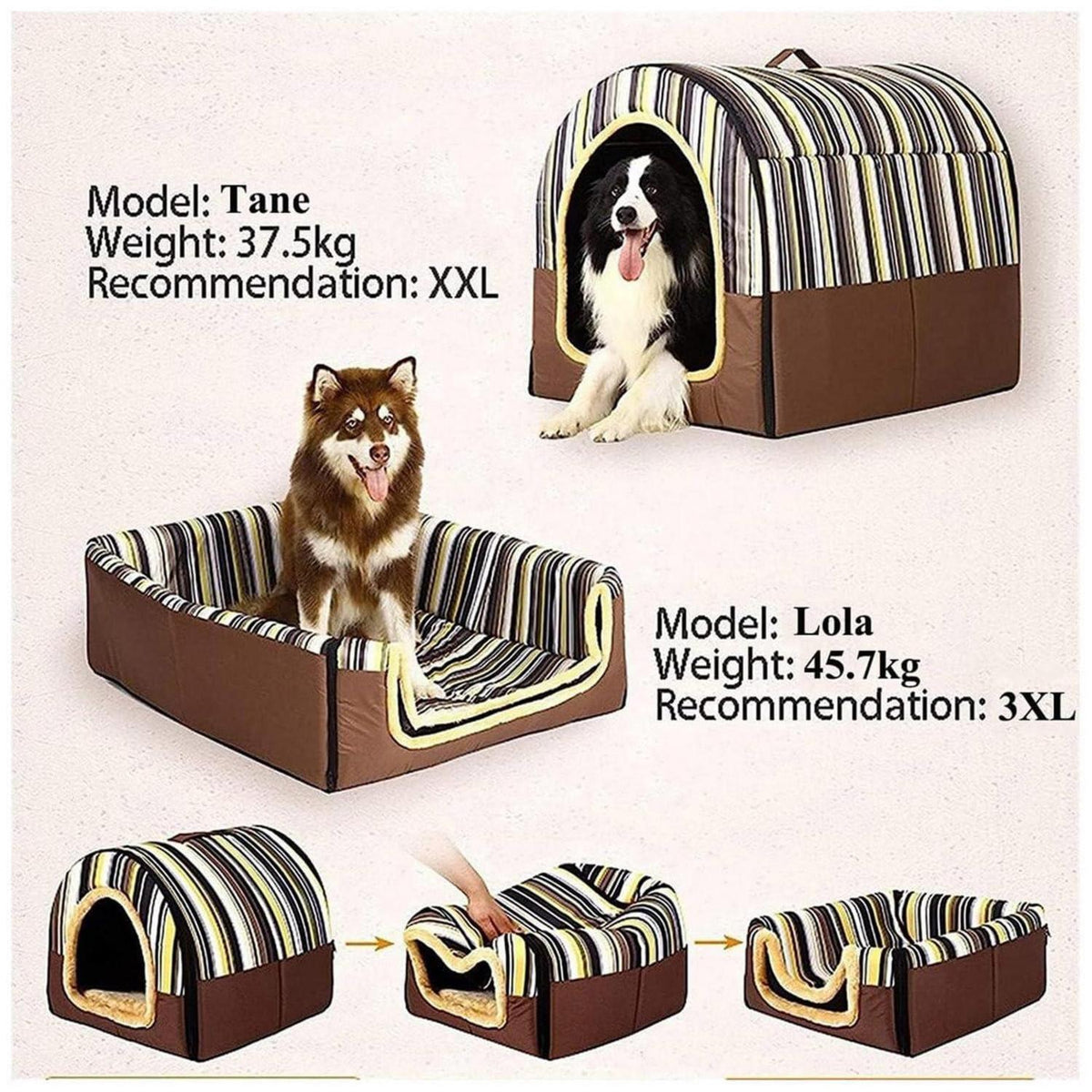 Luxuriöses Hundehäuschen XL/XXL – Warmes, Waschbares Hundebett
