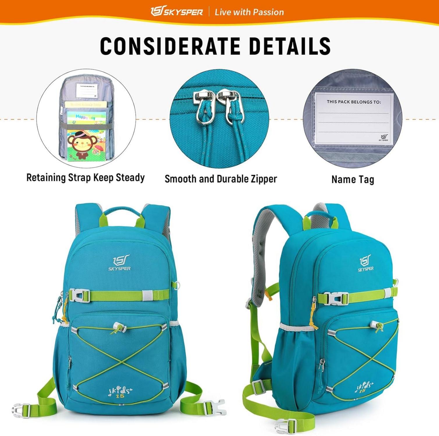 SKYSPER Kinderrucksack Wanderrucksack 15L für Jungen Mädchen cyan