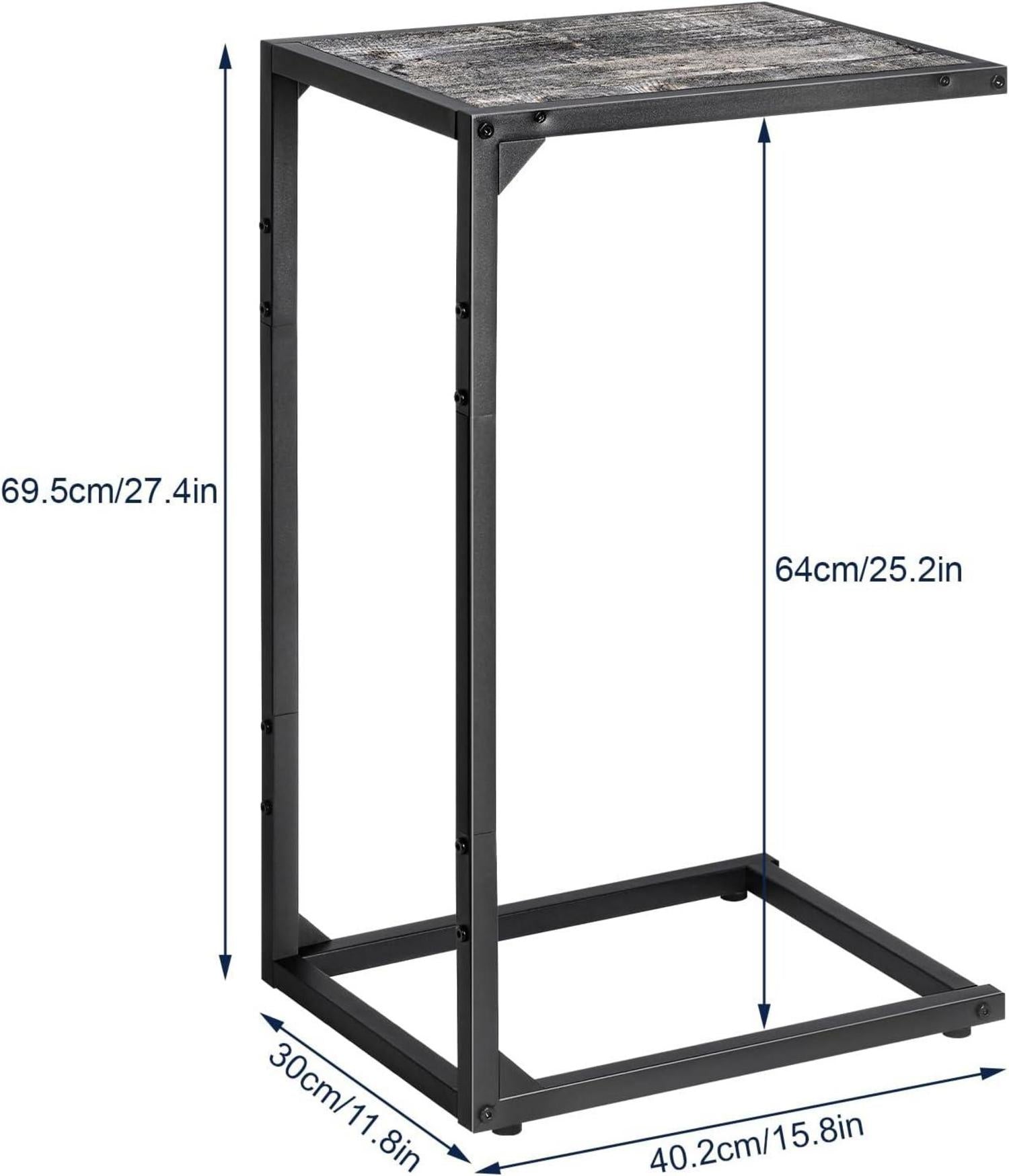 Industrieller Beistelltisch 2er-Pack C Form Metall Holz 40x30x64 cm