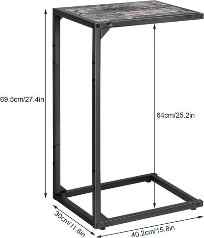 Industrieller Beistelltisch 2er-Pack C Form Metall Holz 40x30x64 cm