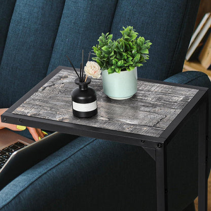 Nandae 2er-Pack Beistelltisch C Form Metall Holz - Wohnzimmer Schlafzimmer 40x30x64 cm