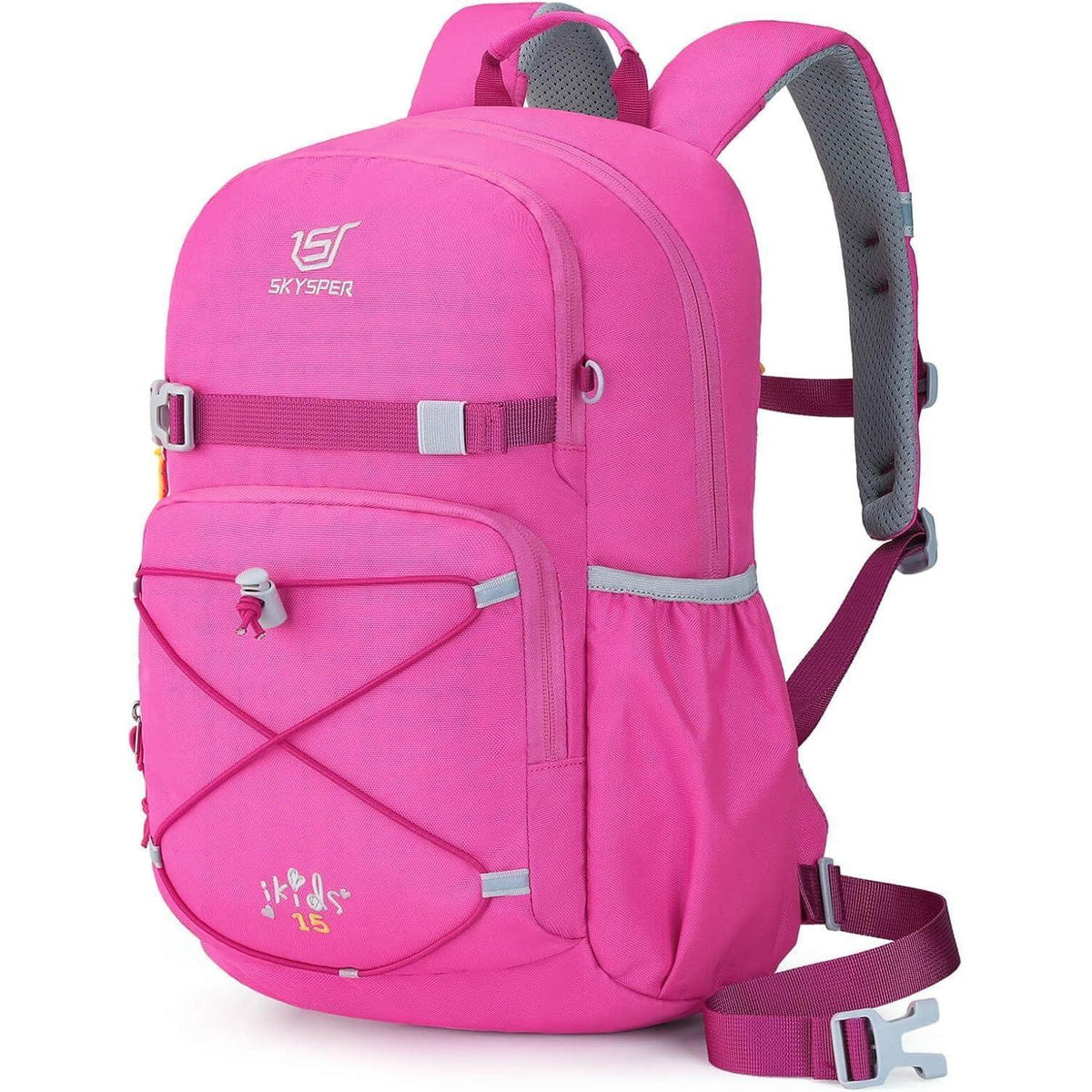 Kinderrucksack 15L Wanderrucksack mit Brustgurt Rosa