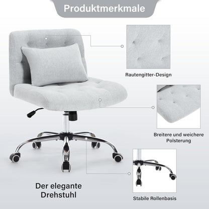 Ergonomischer Bürostuhl ohne Armlehnen, Schreibtischstuhl mit