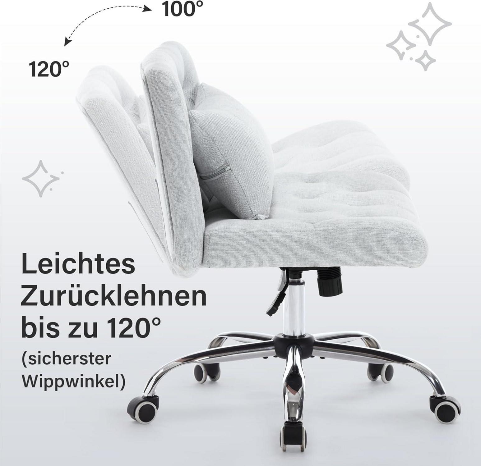 Ergonomischer Drehstuhl ohne Armlehnen mit Lendenkissen & Rädern