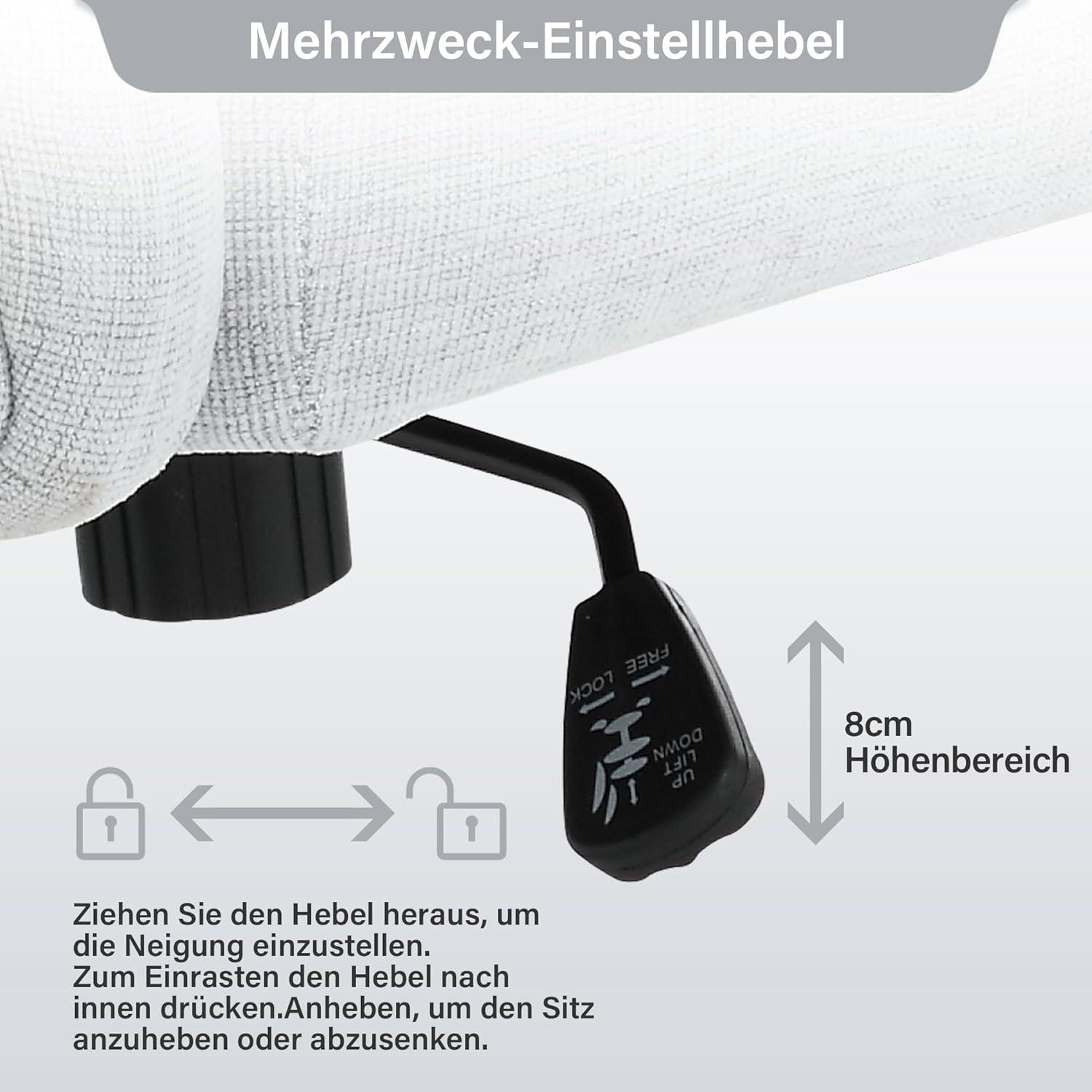 Ergonomischer Drehstuhl ohne Armlehnen mit Lendenkissen & Rädern