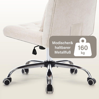 Ergonomischer Bürostuhl ohne Armlehnen mit Lendenkissen & Rädern