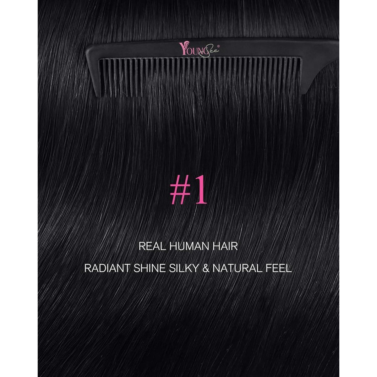 Echthaar Tape-in Extensions Schwarz - 45cm, 50g