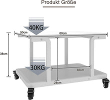 Druckertisch mit Rollen 2 Schichten 60x50 cm Holz Metall