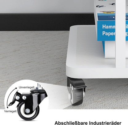 PUNCIA 2-schrichte Druckertisch mit Rollen 60 x 50 cm mobiler Druckerwagen Büro Schule