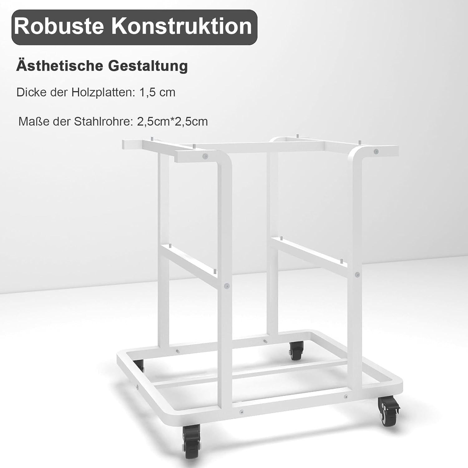 Druckerregal 3-Schichte Druckertisch 60x50cm Rollen Holz Metall