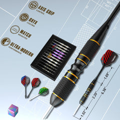 Profi Steeldarts 12 Stück Metallspitze Dartpfeile mit Case
