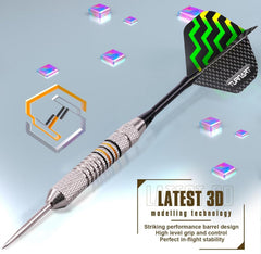 Turnart Profi Steeldarts 12er Set mit Dart Case Schwarz Metallspitze