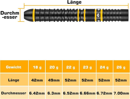 Dartpfeile 90% Tungsten 3 Stück 16-28 Gramm Gelb 22g