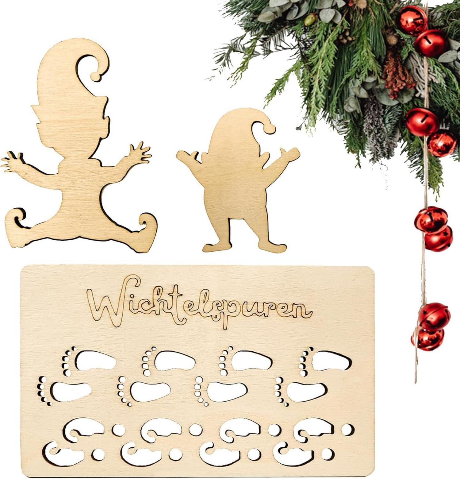 Wichtel Fußabdruck Schablone Set Weihnachten Deko