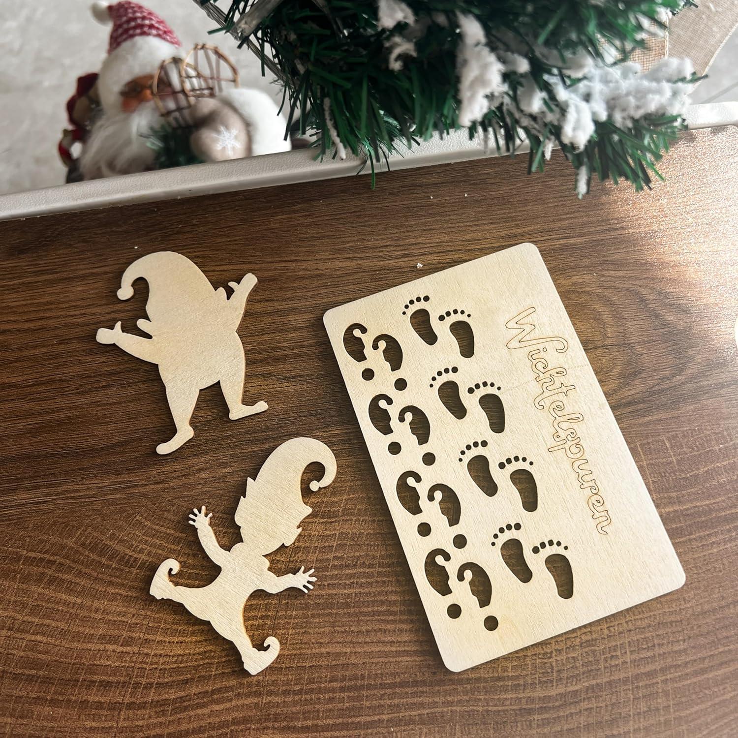 Wichteltür Zubehör Deko Wichtel Schablone Fußabdrücke Baustelle