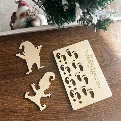 Wichteltür Zubehör Deko Wichtel Schablone Fußabdrücke Baustelle