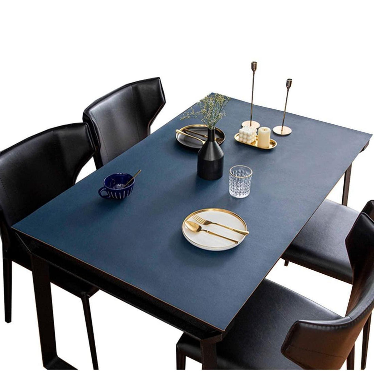 PU Tischdecke Wasserdicht Blau-Orange 90x200 cm