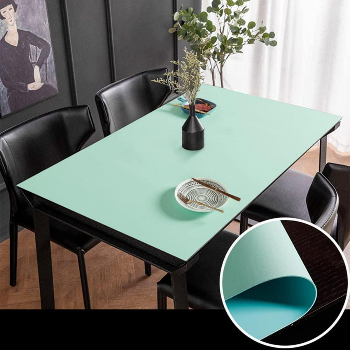 PU Tischdecke wasserdicht 90x200cm Grün Blau