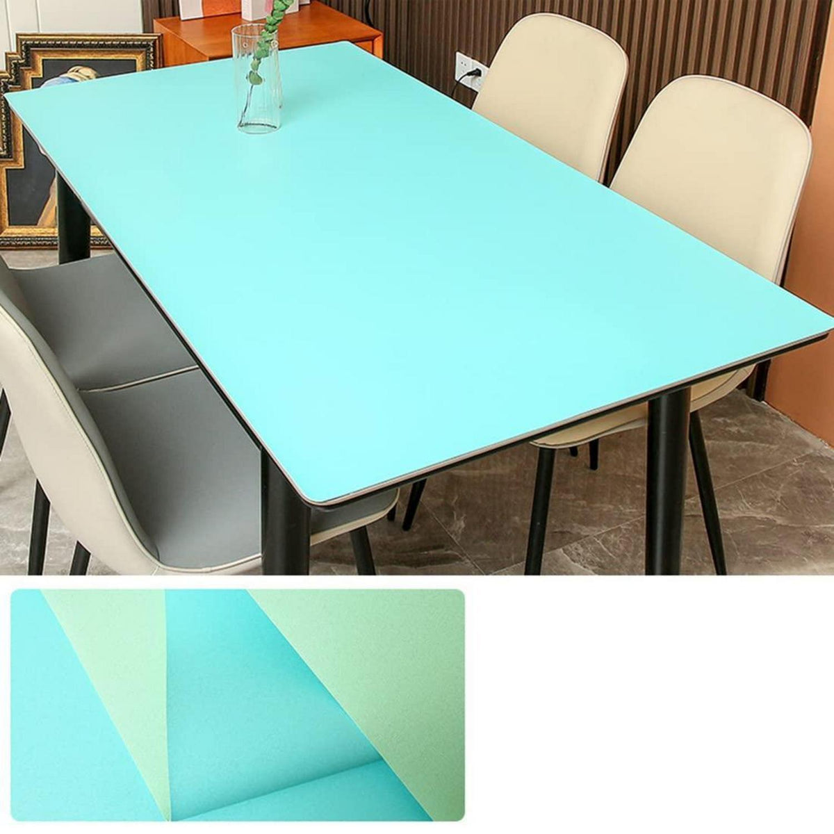 PU Tischdecke wasserdicht 90x200cm Grün Blau