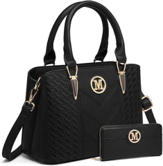 Miss Lulu Damen Handtasche Mittelgroß Schwarz Henkeltasche