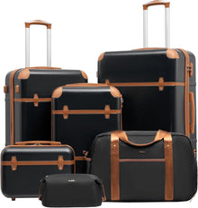 Koffer-Set ABS Hartschale 6tlg Schwarz/Braun TSA-Schloss