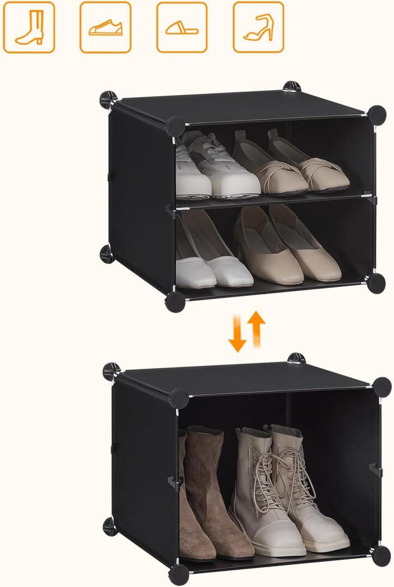 HOOBRO Schuhregal 12 Fächer Schwarz Kunststoff 120x30x120cm