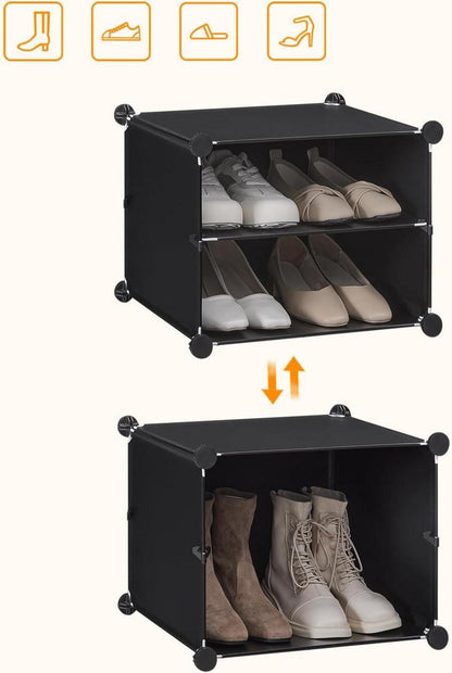 HOOBRO Schuhregal 12 Fächer Schwarz Kunststoff 120x30x120cm
