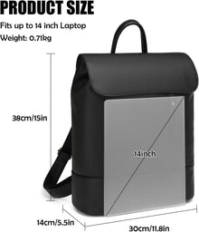 Damen Rucksack PU Leder City Daypack 14 Zoll Laptopfach