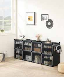 Schuhregal mit 8 Fächern für 32 Paar Schuhe Schwarz 80 x 30