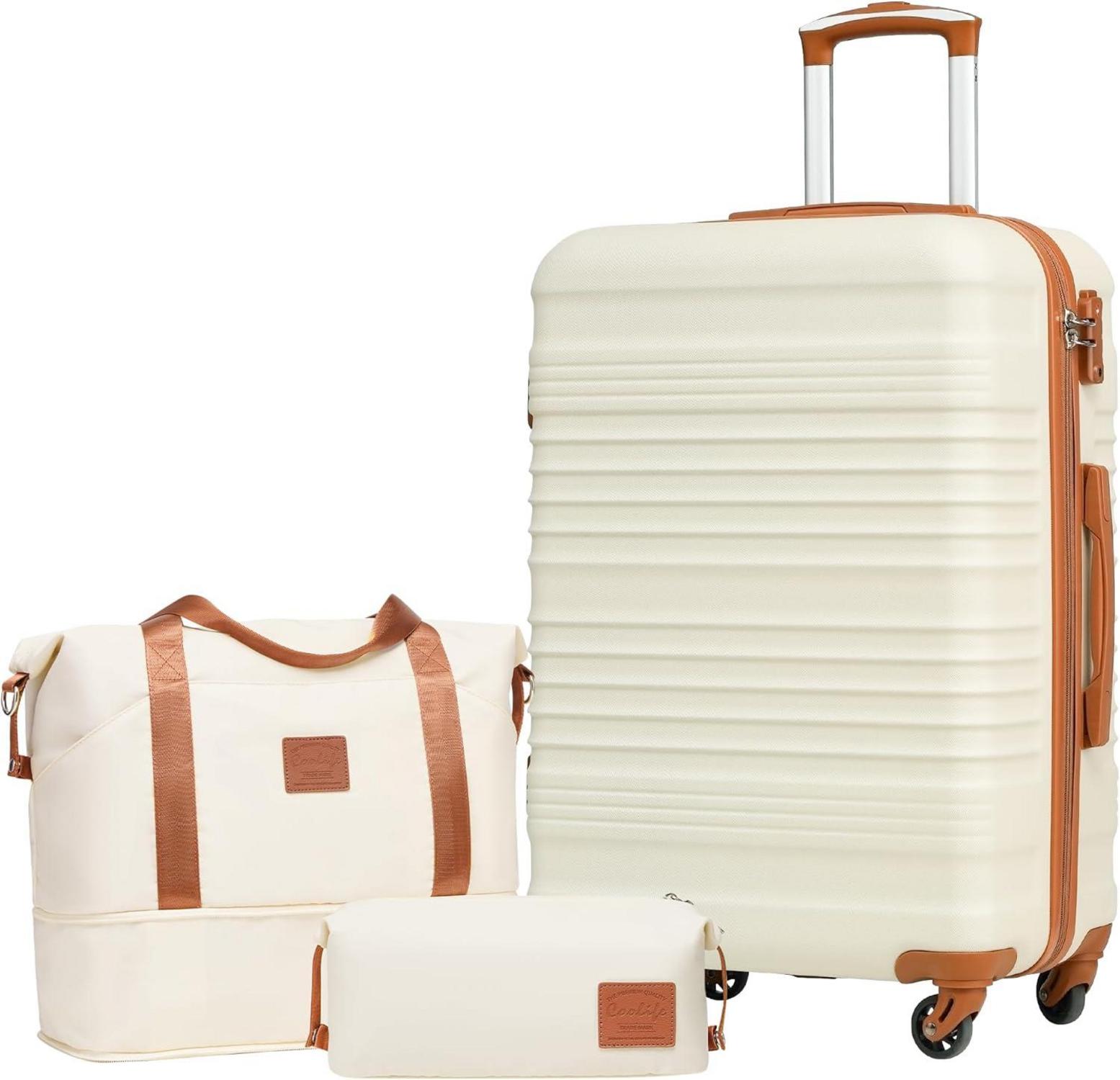 COOLIFE Koffer-Set ABS Hartschale 4 Rollen TSA-Schloss Reisetasche