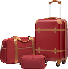 Hartschalen Trolley Koffer Set 3tlg Rot/Braun