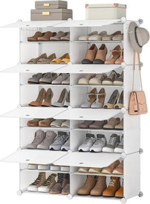 Schuhregal mit Tür für 32 Paar Schuhe Weiß 80 x 30 x 120 cm