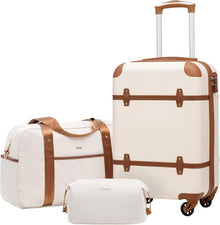COOLIFE ABS Hartschalen Koffer Set 3tlg Weiß Braun