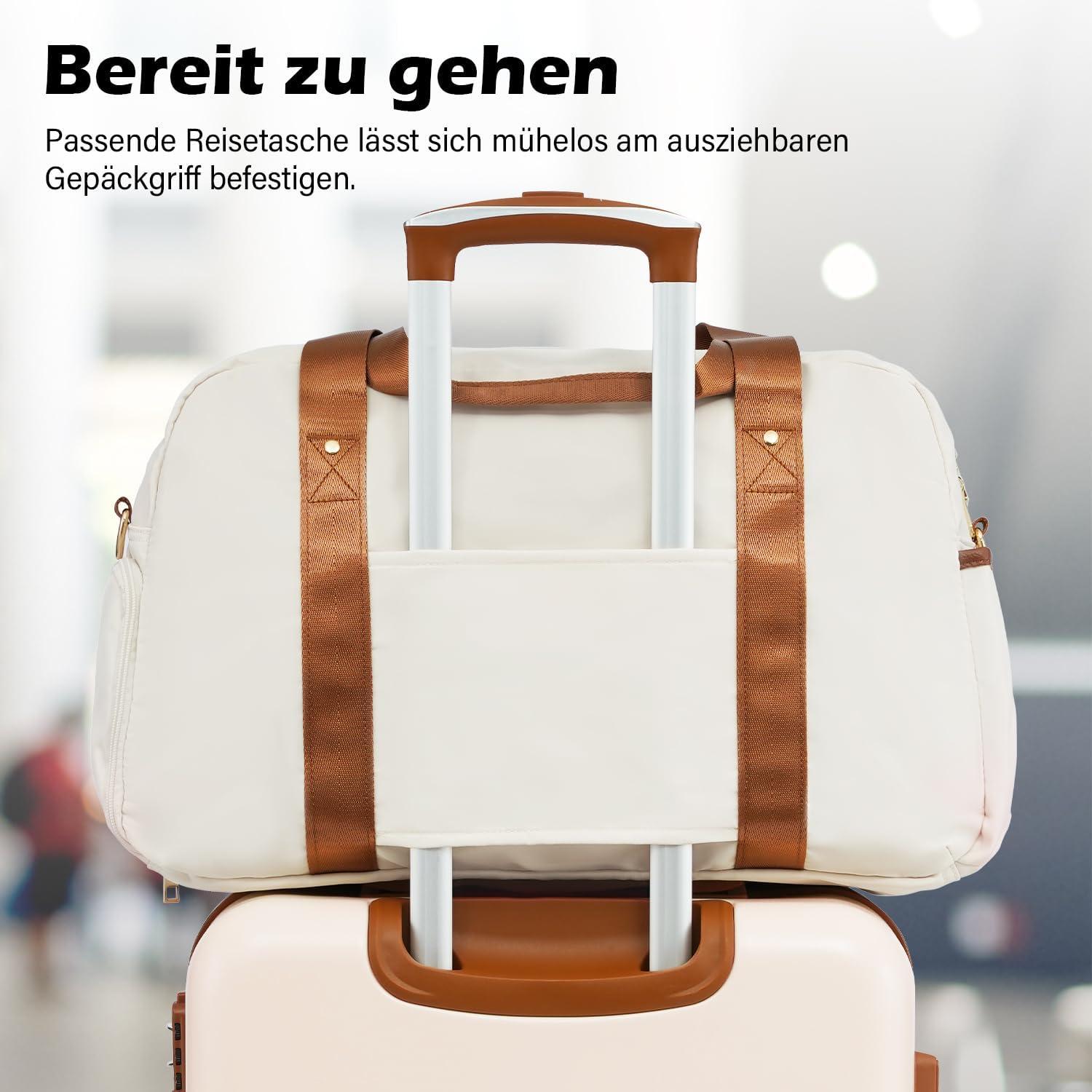Hartschalen Koffer Set 3tlg Weiß Braun TSA Schloss 4 Rollen