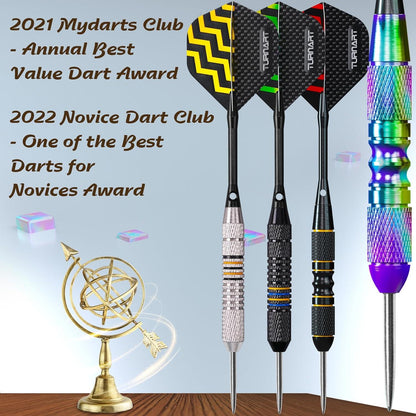 Hochwertige Steeldarts Set mit Dart Case, 12 Stück, Lila