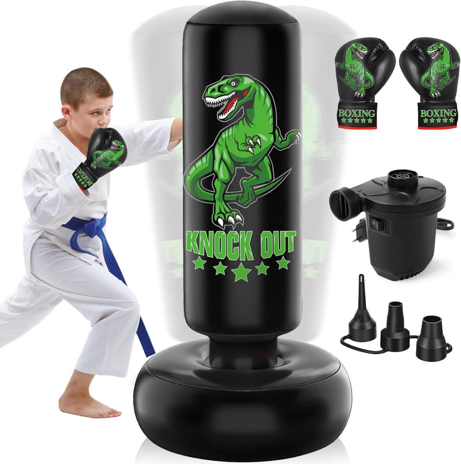 Dinosaurier Kinder Boxsack Set mit Boxhandschuhen 160cm
