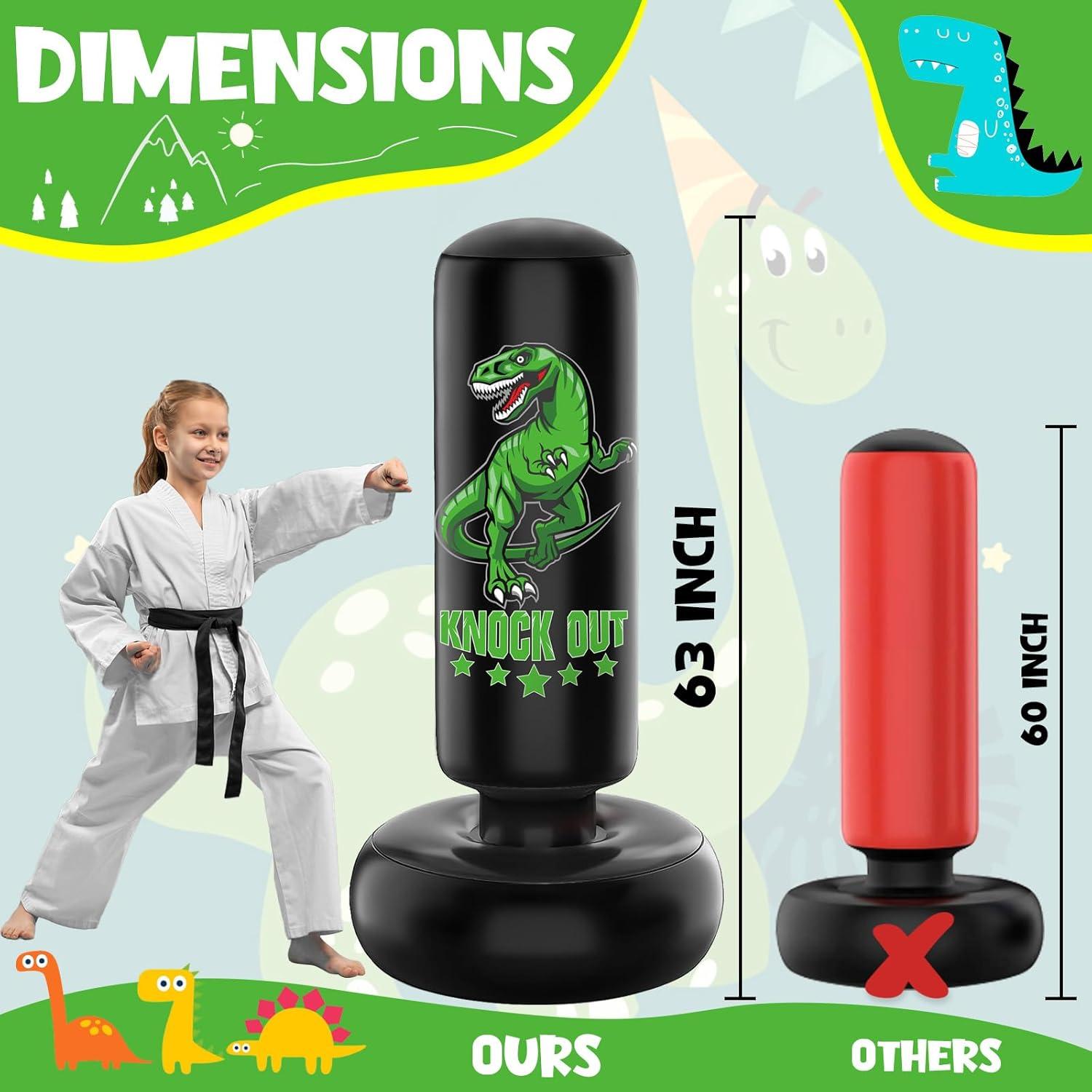Dinosaurier Kinder Boxsack Set mit Boxhandschuhen 160cm