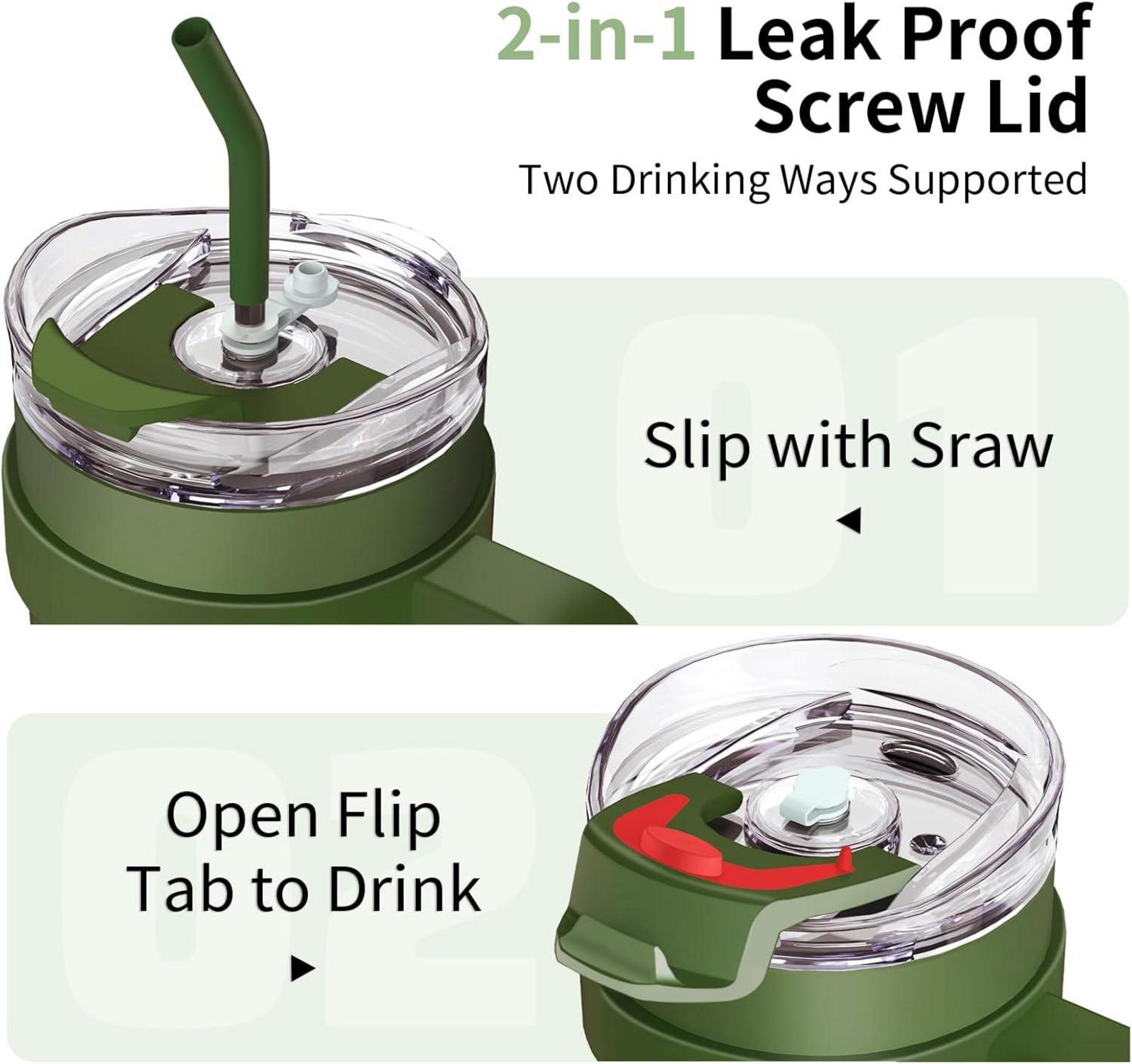 Isolierbecher Thermobecher 40oz Edelstahl Stroh Grün