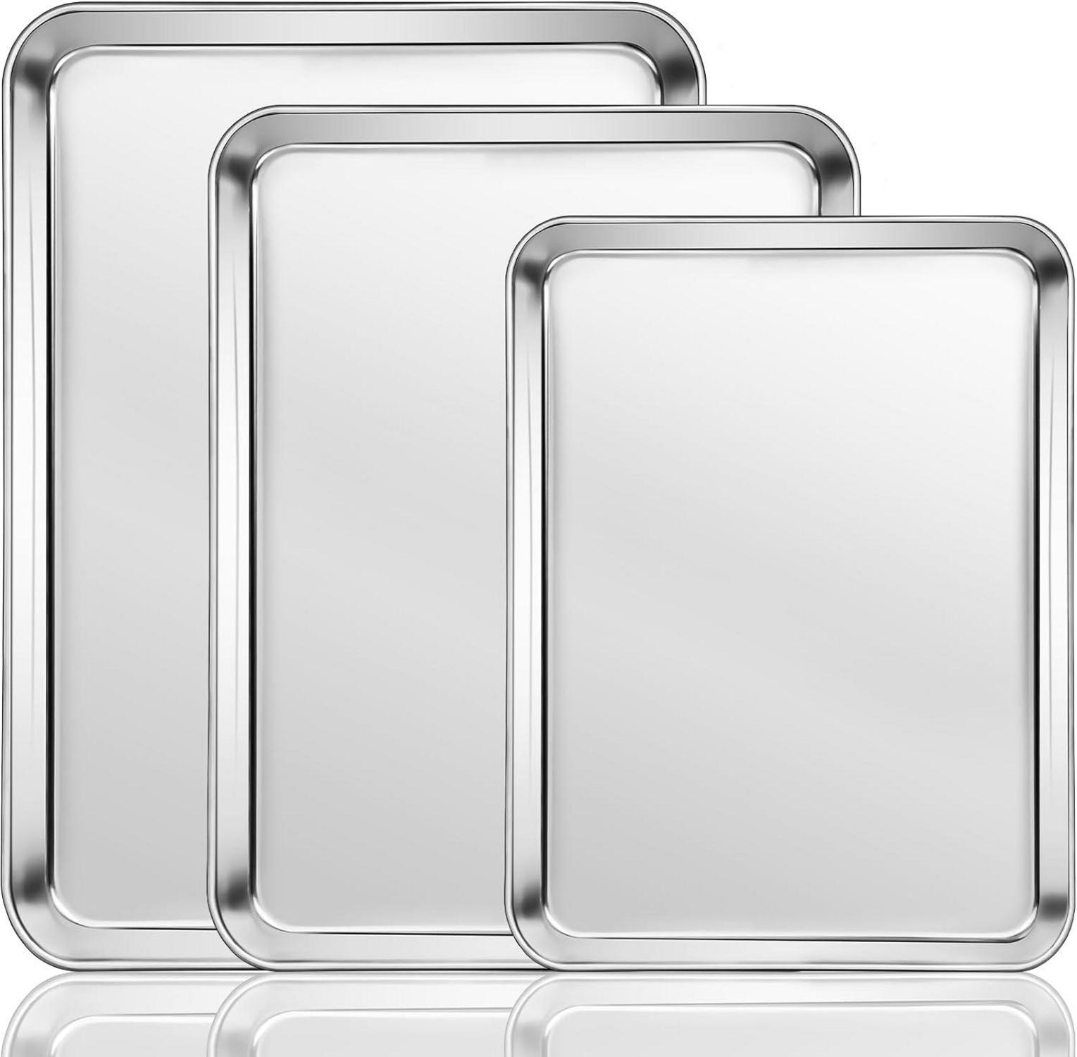 Edelstahl Backblech Set 3-teilig Antihaftbeschichtet Tiefe Seiten