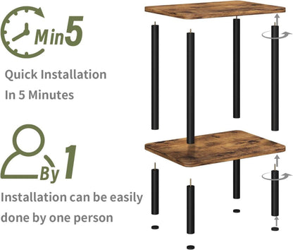 APICIZON Beistelltisch Holz 2 Tier Klein, Stauraum, Braun
