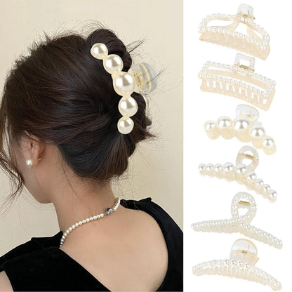 6er Set Perlen Haarklammern Damen Haarspangen groß & rutschfest